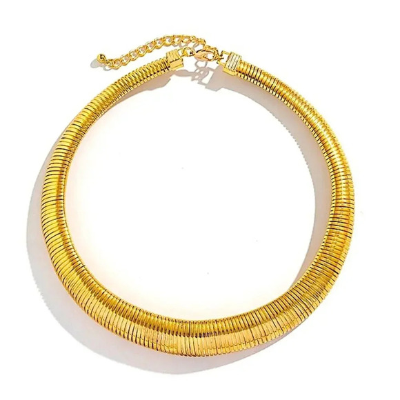 Gold Collar Exaggerated Choker Grunge Punk Spiral - Picture 3 of 4